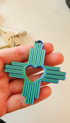 3D Print New Mexico Zia Heart Keychain Made in America