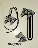 Baha Ranch Year of the Horse Tooled 3d Print Bookmark Keychain Hatpin Magnet Purse Charm Made in America