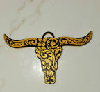 3d Print Tooled Longhorn Keychain or Purse Charm Ornament - Made in America - choice of colors
