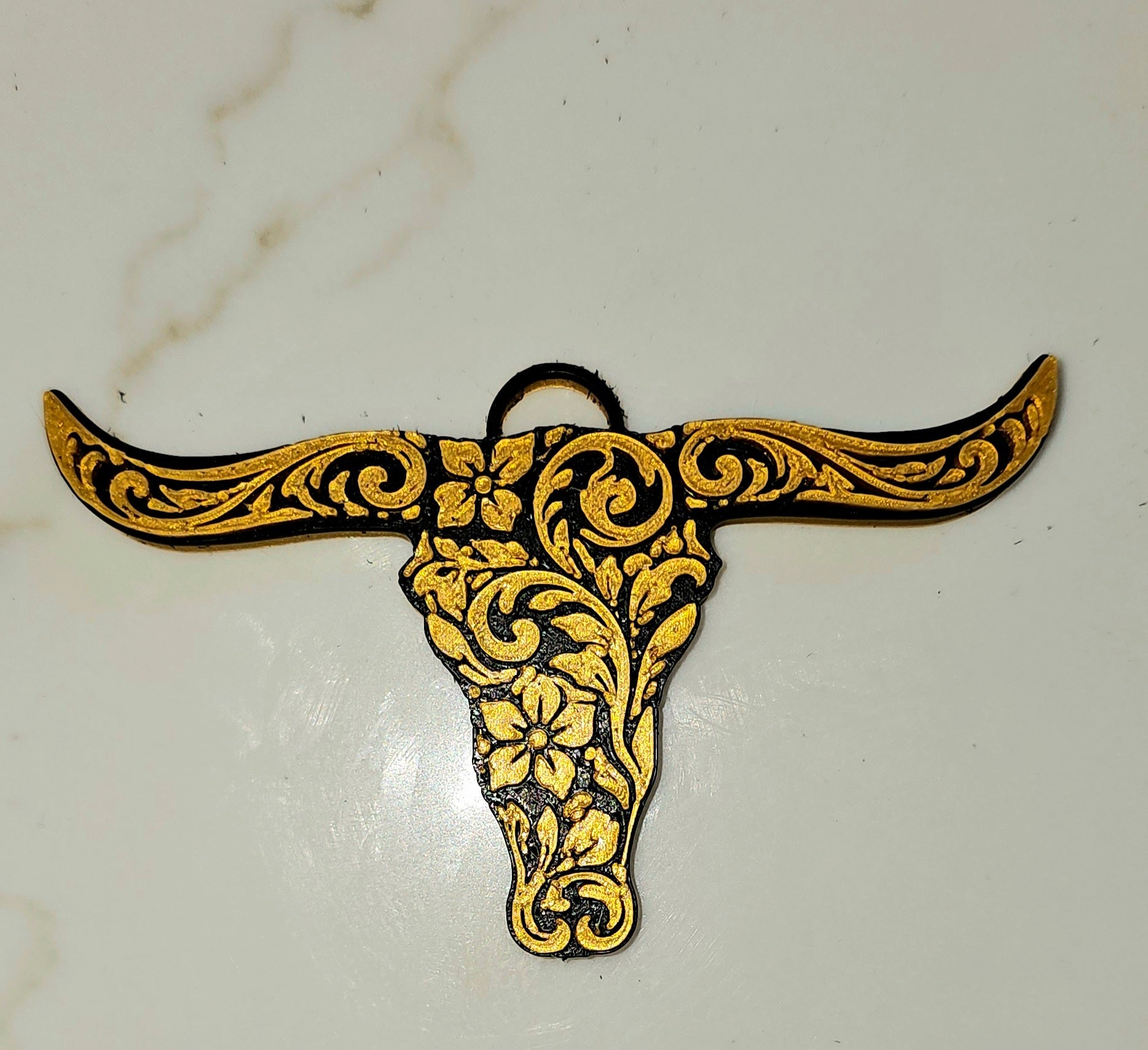 3d Print Tooled Longhorn Keychain or Purse Charm Ornament - Made in America - choice of colors