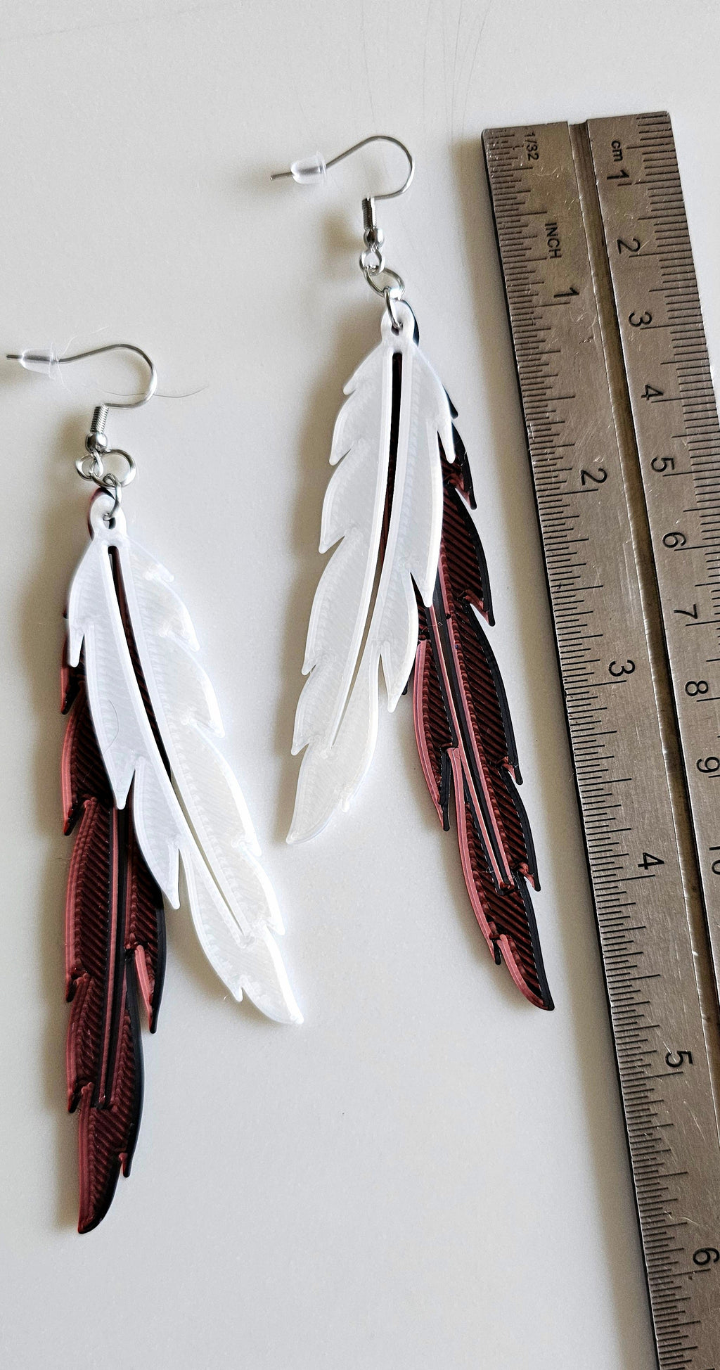 3D Print Double Feather Boho Earrings Made in America