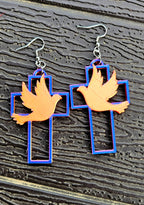 3D Print Christian Cross Faith Earrings Made in America