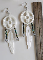 3D print Lightweight New Mexico Zia Feather Dream Catcher Earrings Made in America