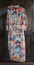 Colores de Mexico Pictures of the Southwest Button-Up Long Sleeve Shirt Dress Duster