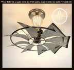 Farmhouse Galvanized Windmill STATIONARY Ceiling Light 16"