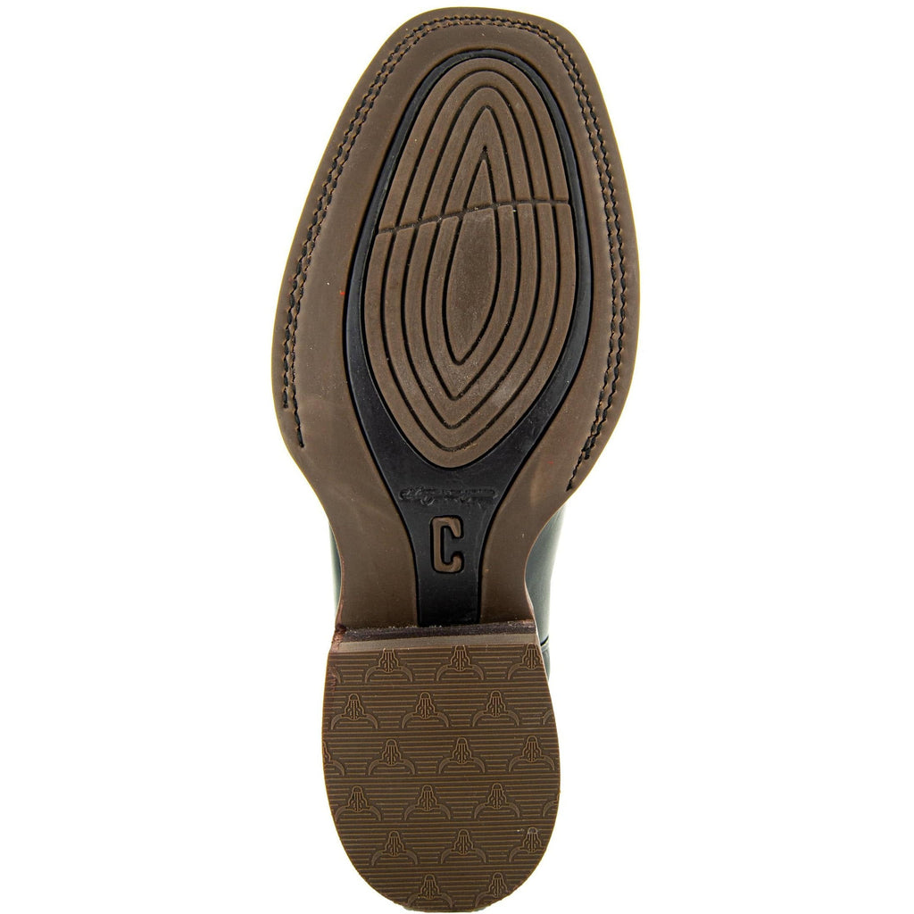 Black Square Toe Leather Cowboy Boots H4002