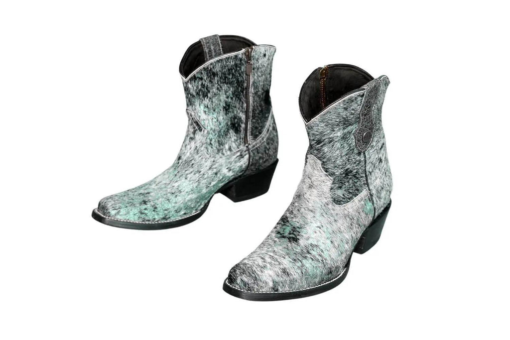 The Loretta Cowhide Boots - Turquoise Metallic Limited Edition