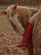The Lorraine Knee-High Leather Boots – Red Full Grain