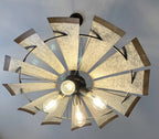Farmhouse Windmill STATIONARY Chandelier Lighting Fixture 30"