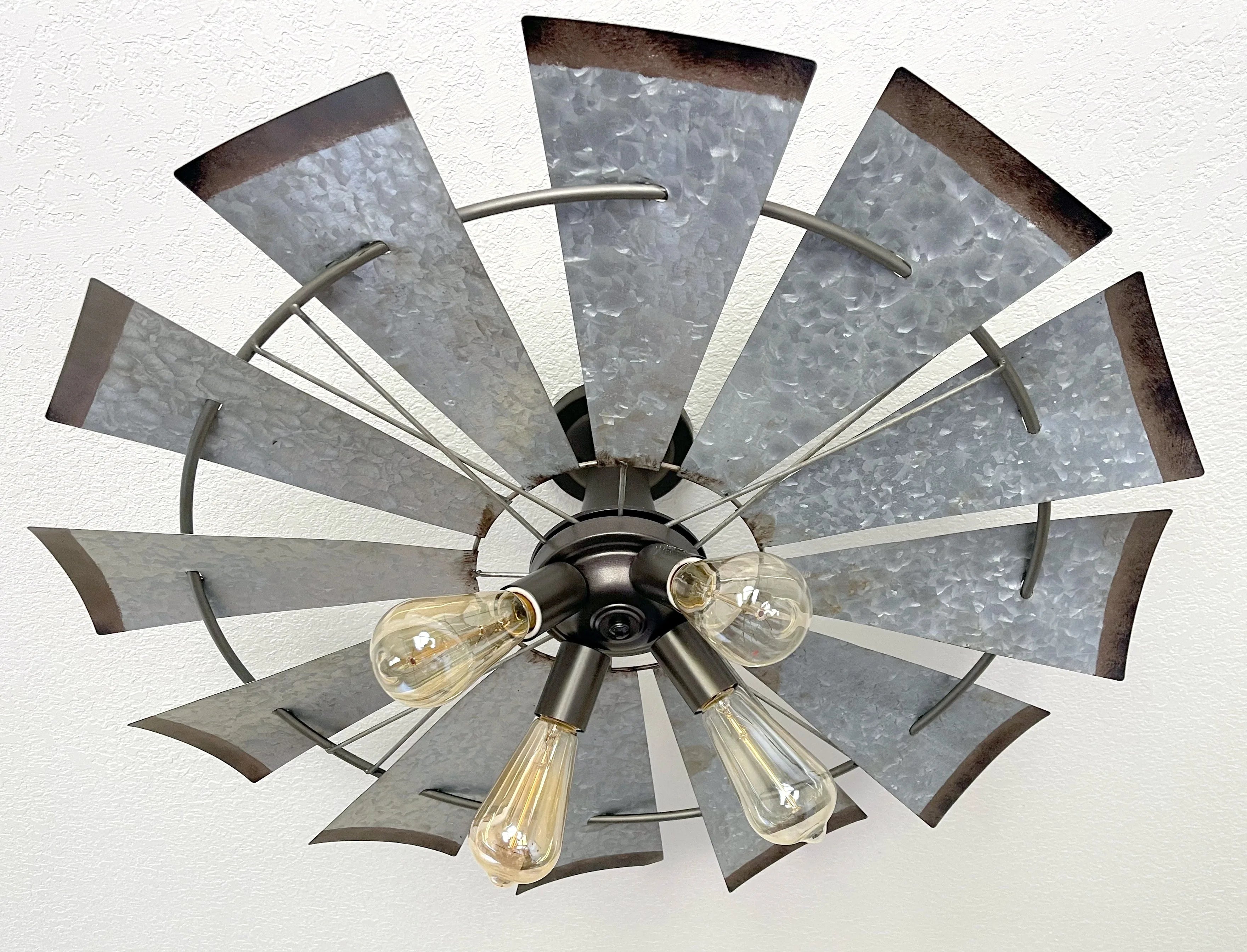 Farmhouse Windmill Light Fixture STATIONARY Flush Mount Ceiling Light 30"