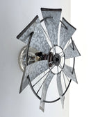 Galvanized Windmill Farmhouse STATIONARY Wall Sconce Light