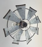 Galvanized Windmill Farmhouse STATIONARY Wall Sconce Light