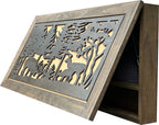 Deer Scene Gun Concealment Decor - Handcrafted Wooden Gun Cabinets - Gun Shelf Hidden Storage for Rifles, Shotguns, & Handguns - Quick Access Hidden Wall Safe (Extra Large)