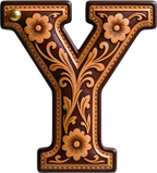Monogrammed Initial Western Leather Look Saddle Longhorn Cowboy Cowgirl Kitchen Dish Towels Made in America