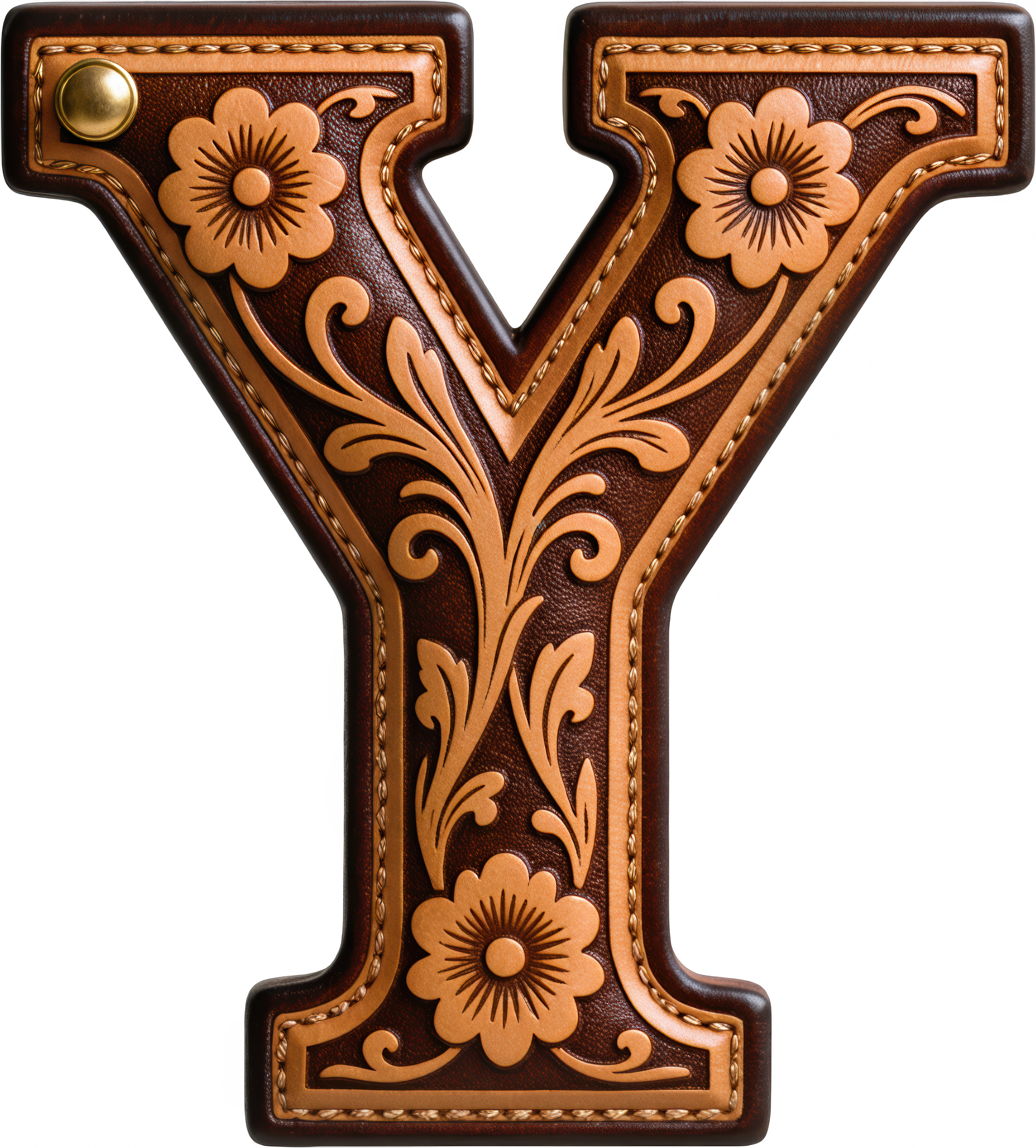 Monogrammed Initial Western Leather Look Saddle Longhorn Cowboy Cowgirl Kitchen Dish Towels Made in America